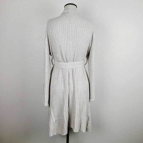 NEW Saranoni‎ Robe S Beige Ribbed So Soft Tie Waist Longline Wrap Lounge … - Picture 3 of 6